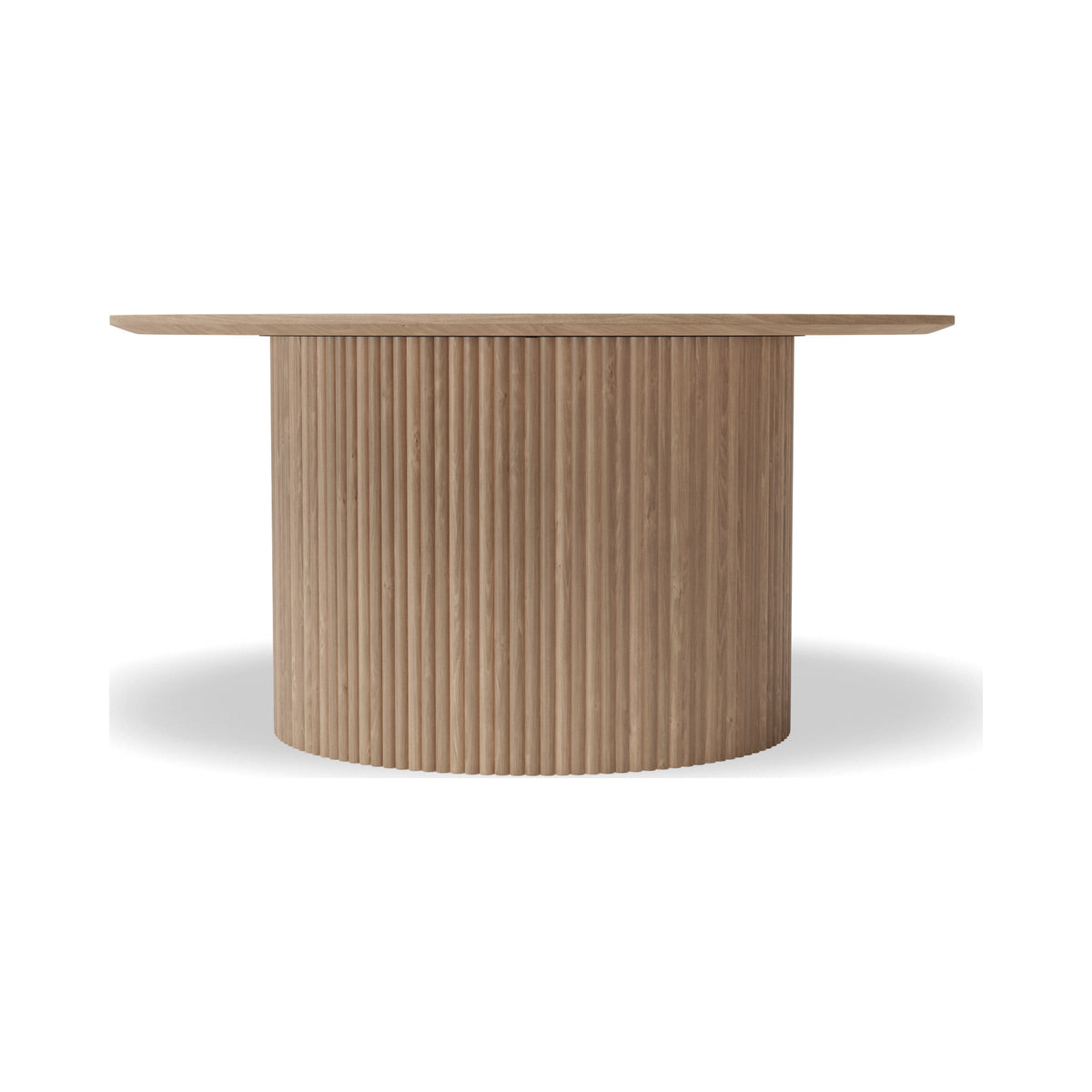 Poppy round coffee table in natural ash, side view
