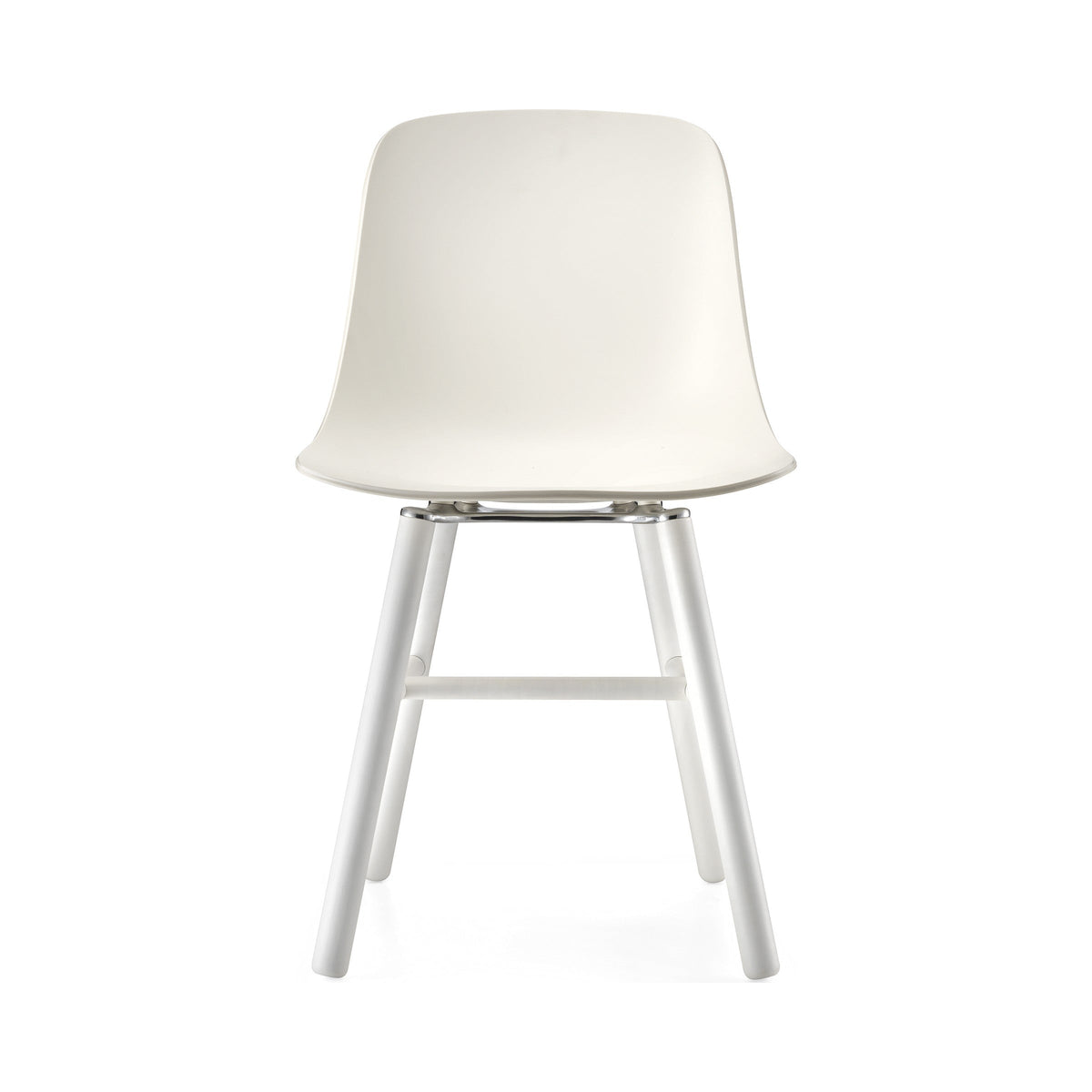 Pure Loop Binuance Wood Leg Chair in white on white legs