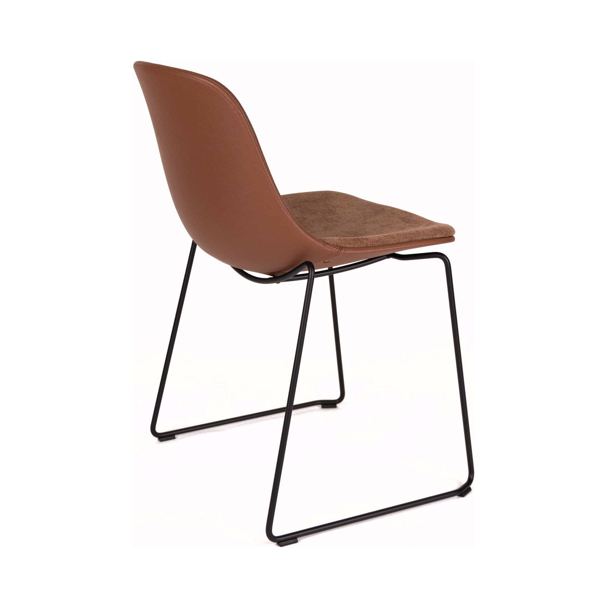 Pure Loop Sled Chair in russet leather from behind