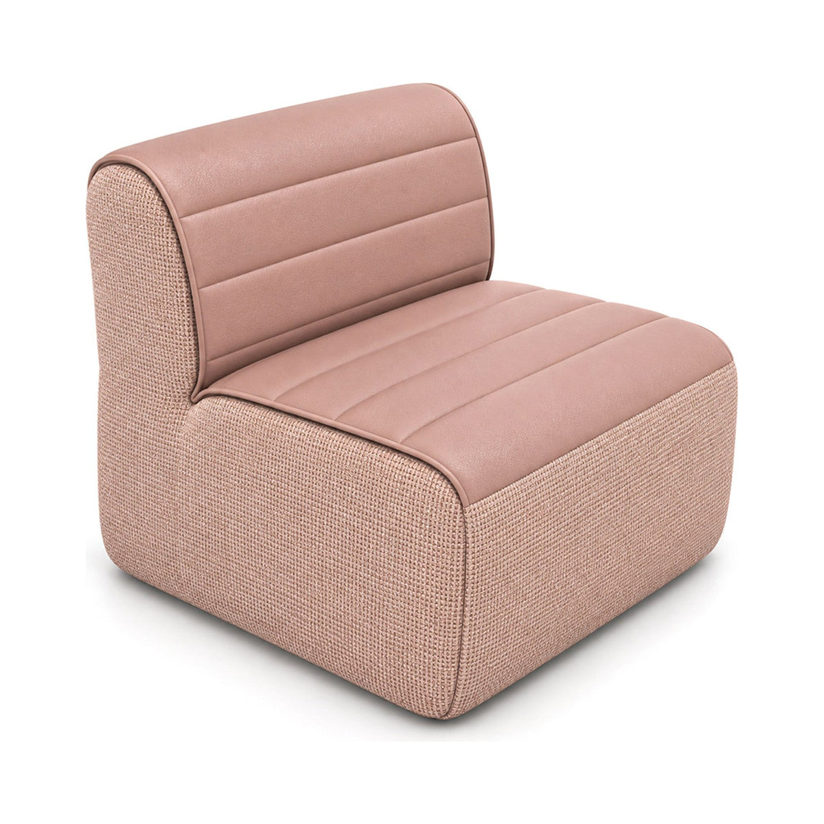 Remix Sofa 1 Seater in two tone blush, smooth inner face with a textured outer shell