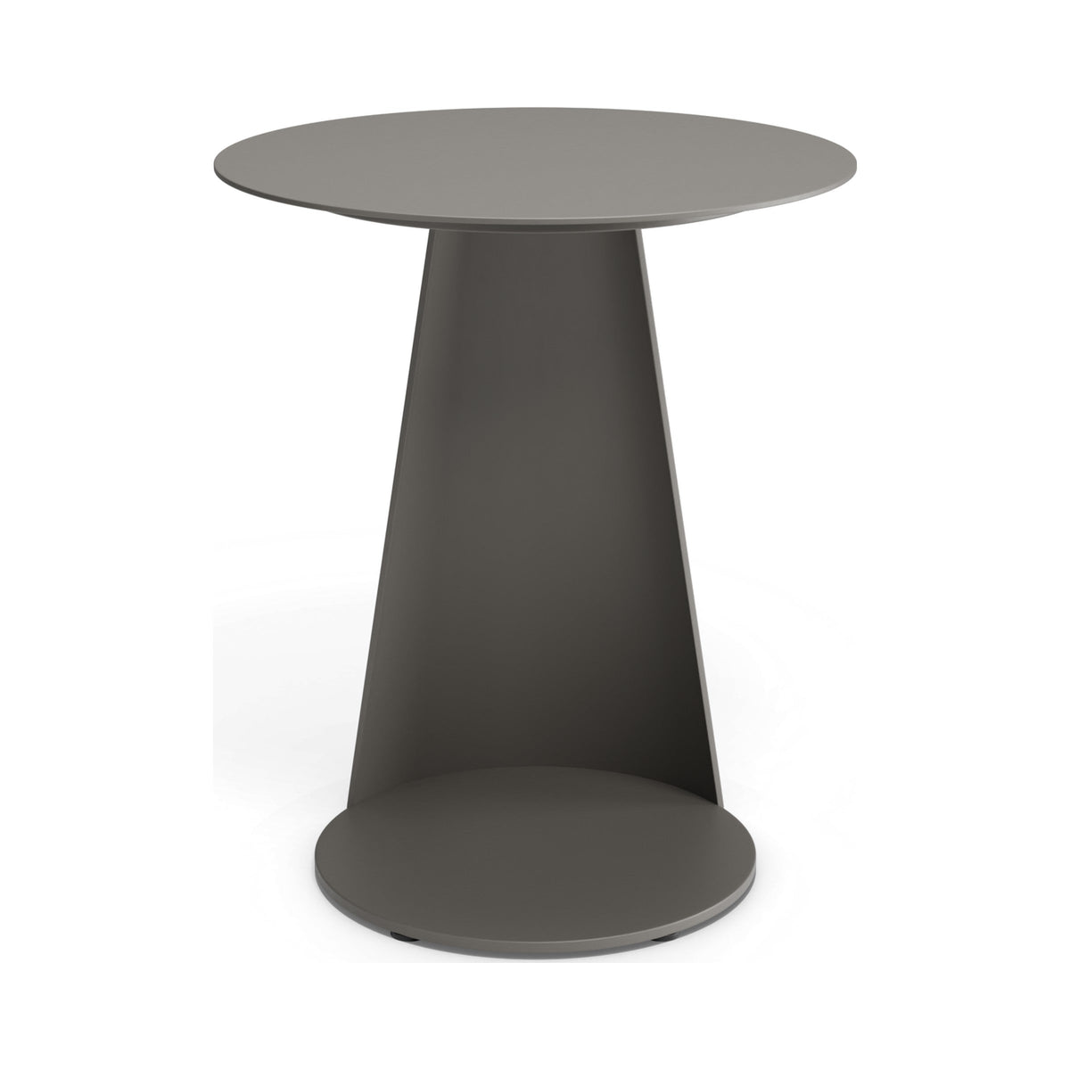 Roam outdoor side table in charcoal, rear view