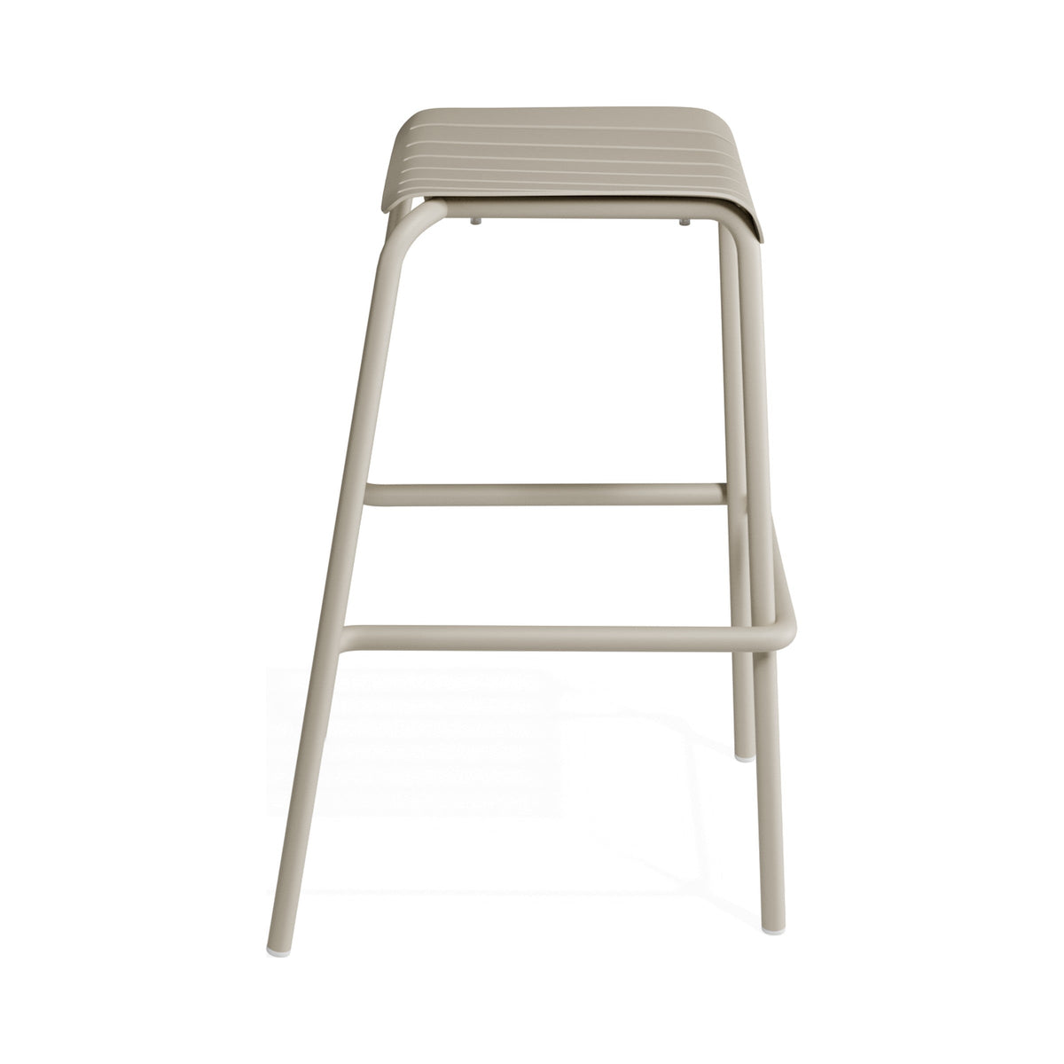 Roku backless bar stool in latte, side view