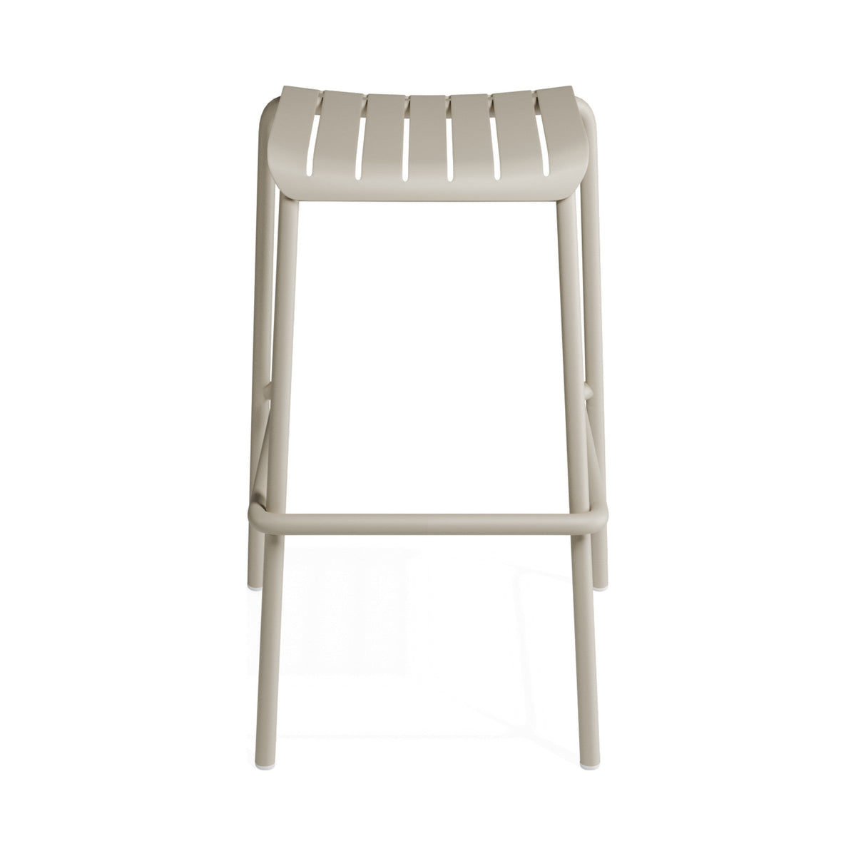Roku backless bar stool in latte, front view