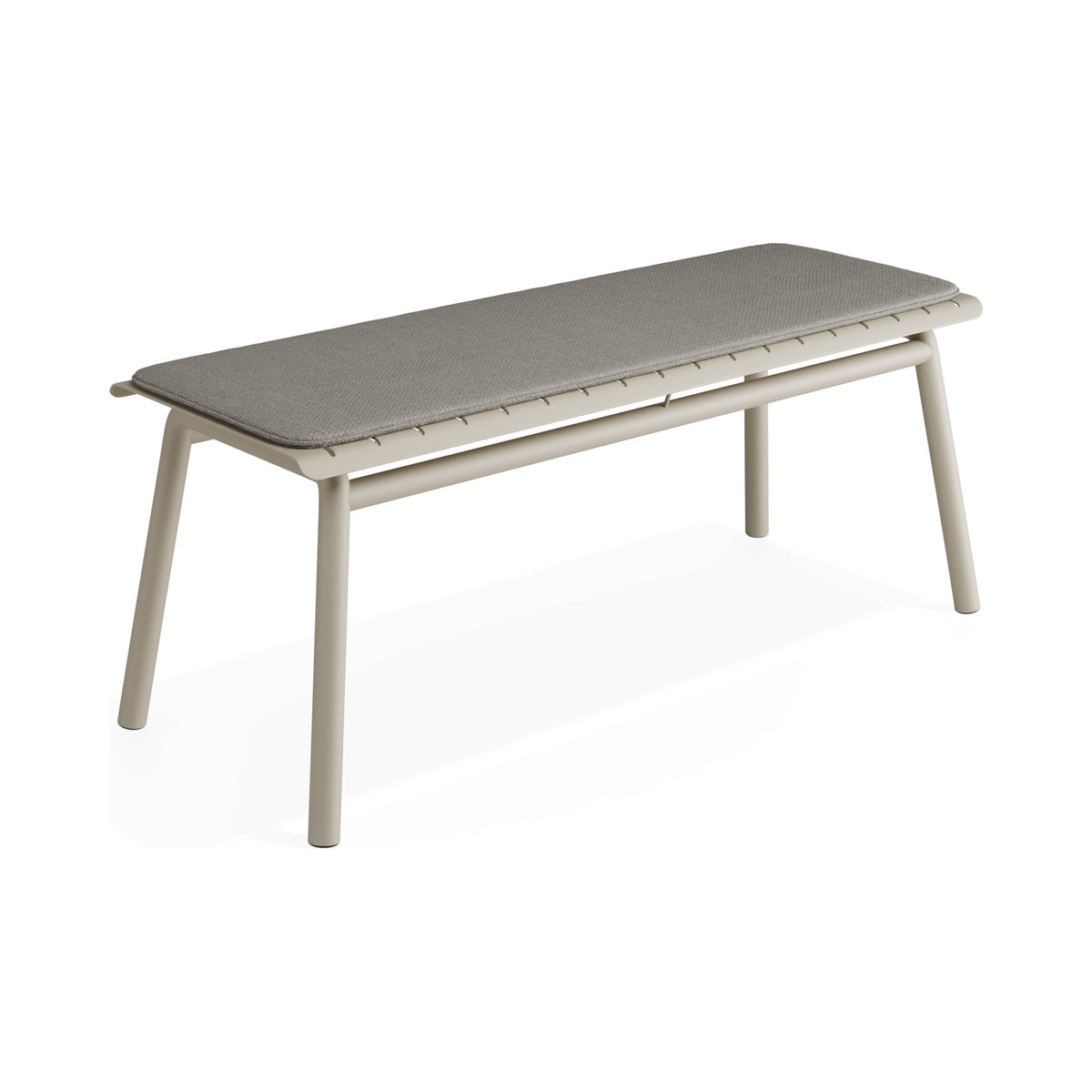 Roku bench in latte with a light grey seat pad