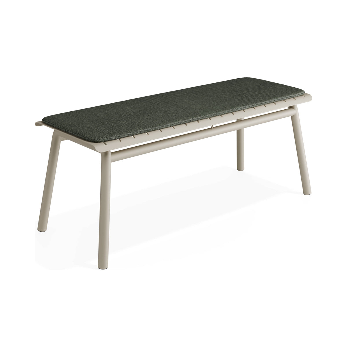 Roku bench in latte with a green seat pad