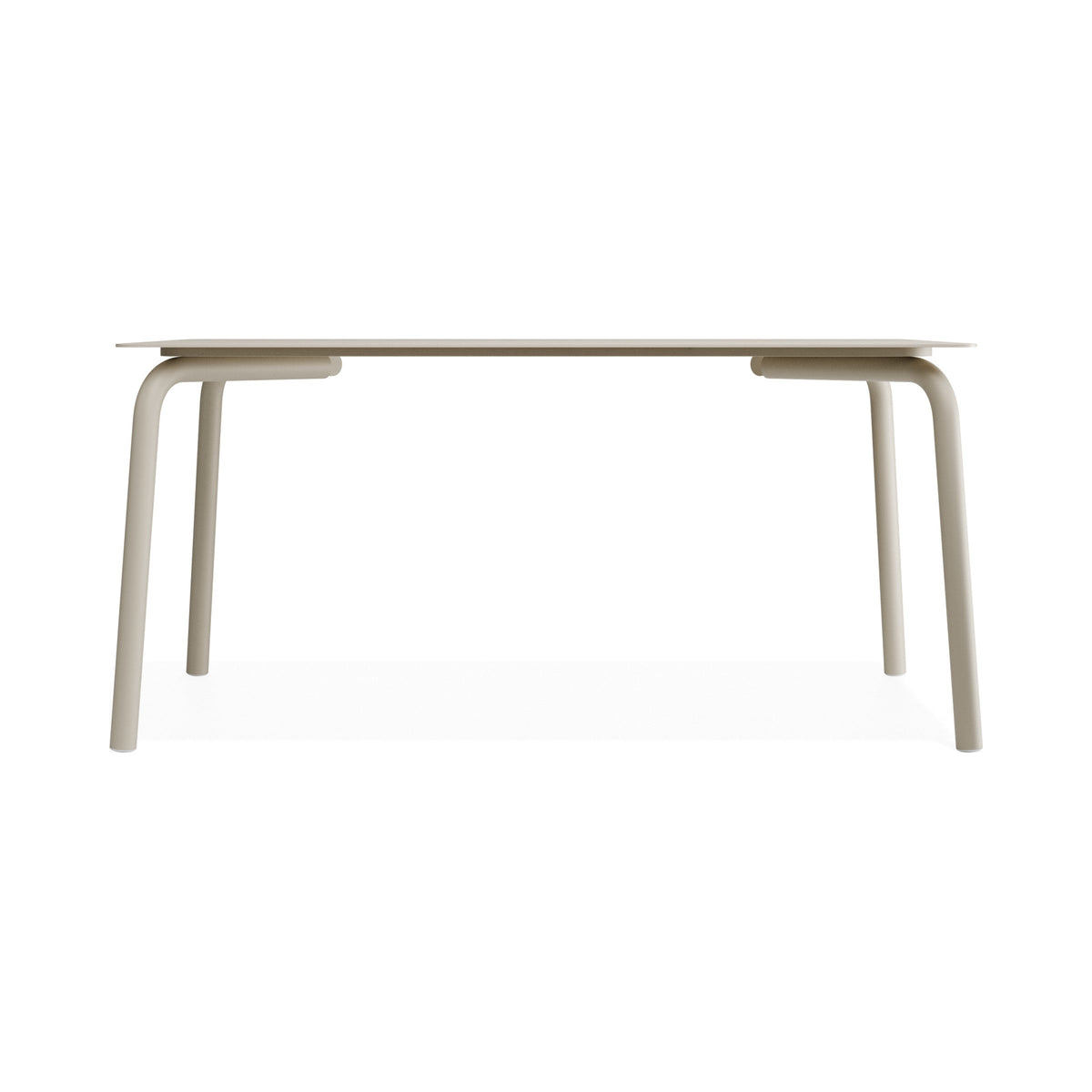 Roku 1600 mm dining table in latte with Dune ceramic top, side view