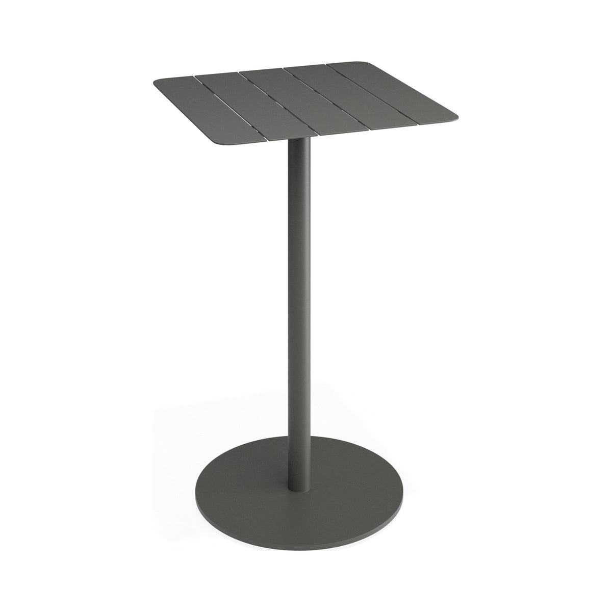 Roku high bar table in charcoal, top view showing the slats