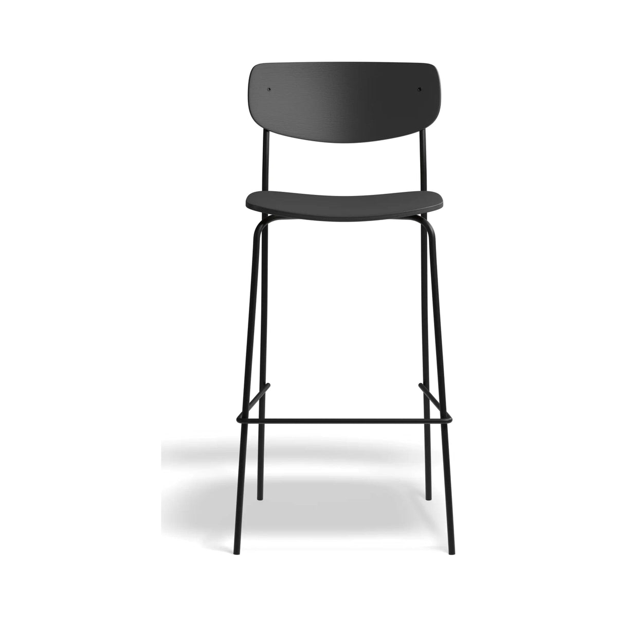 Rylie Bar Stool in black, bar height, front view