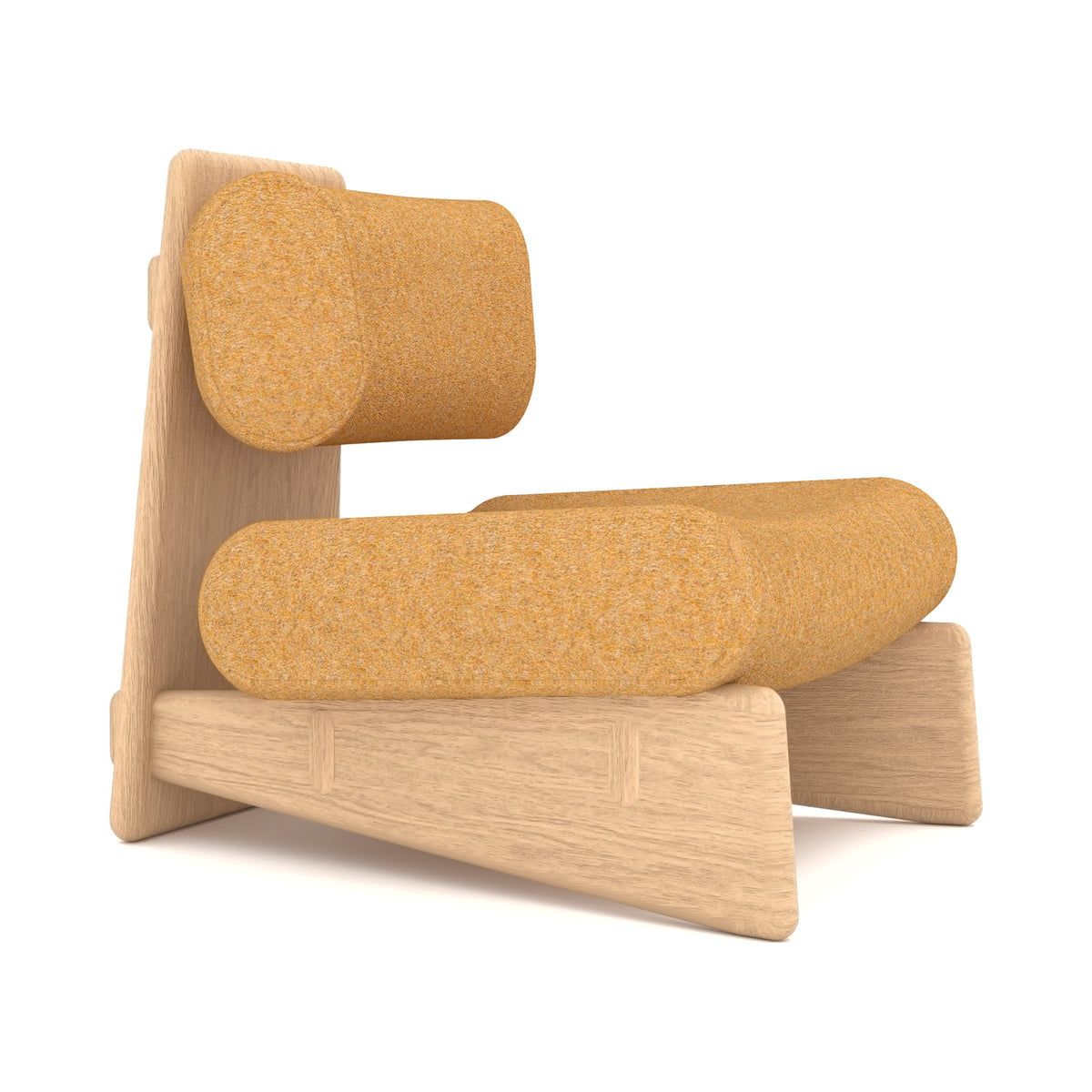 SABI Low Lounge Chair in mustard with oak frame