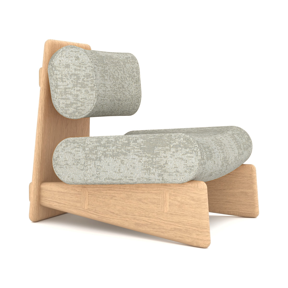 SABI Low Lounge Chair in grey with oak frame
