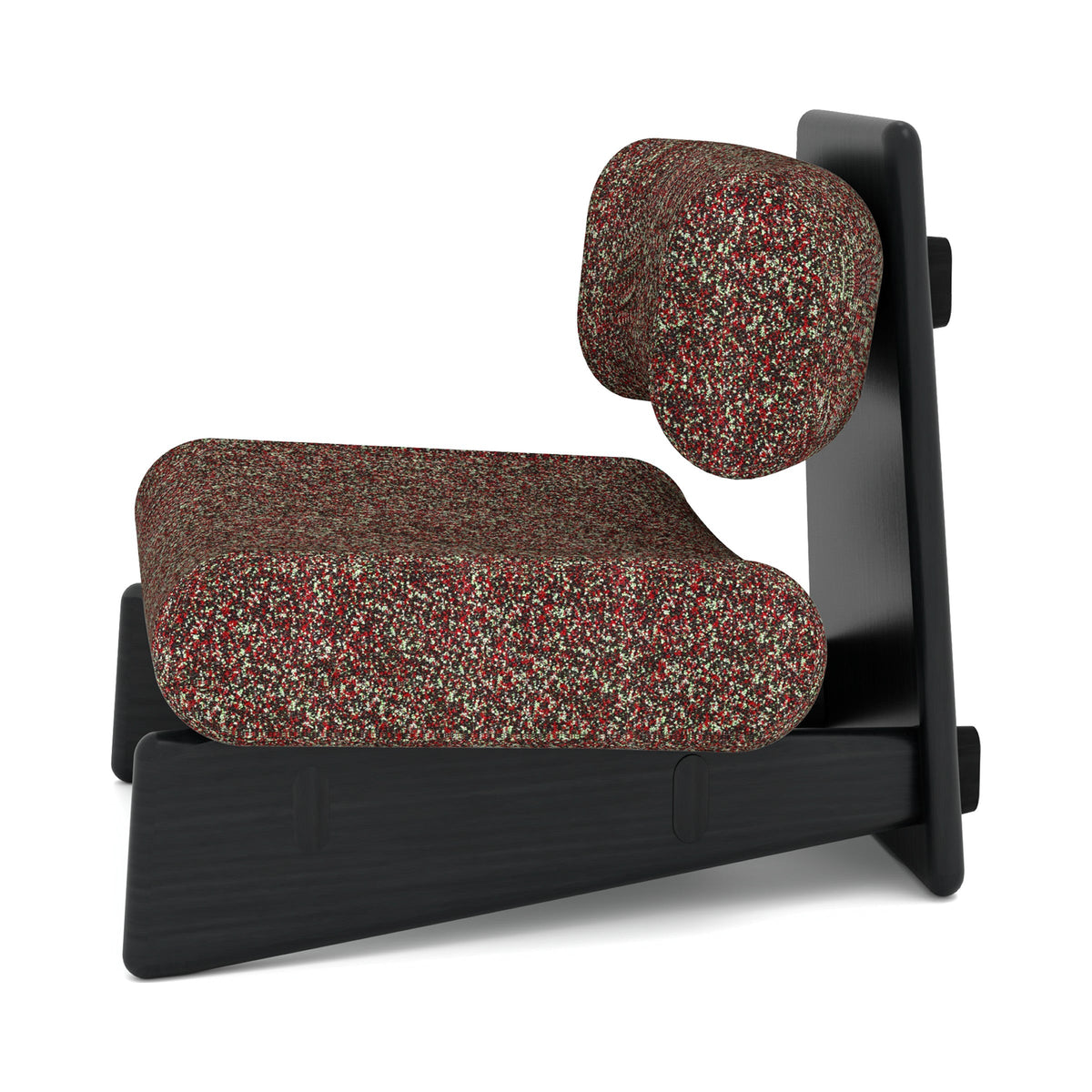 SABI Low Lounge Chair in speckled fabric with black frame