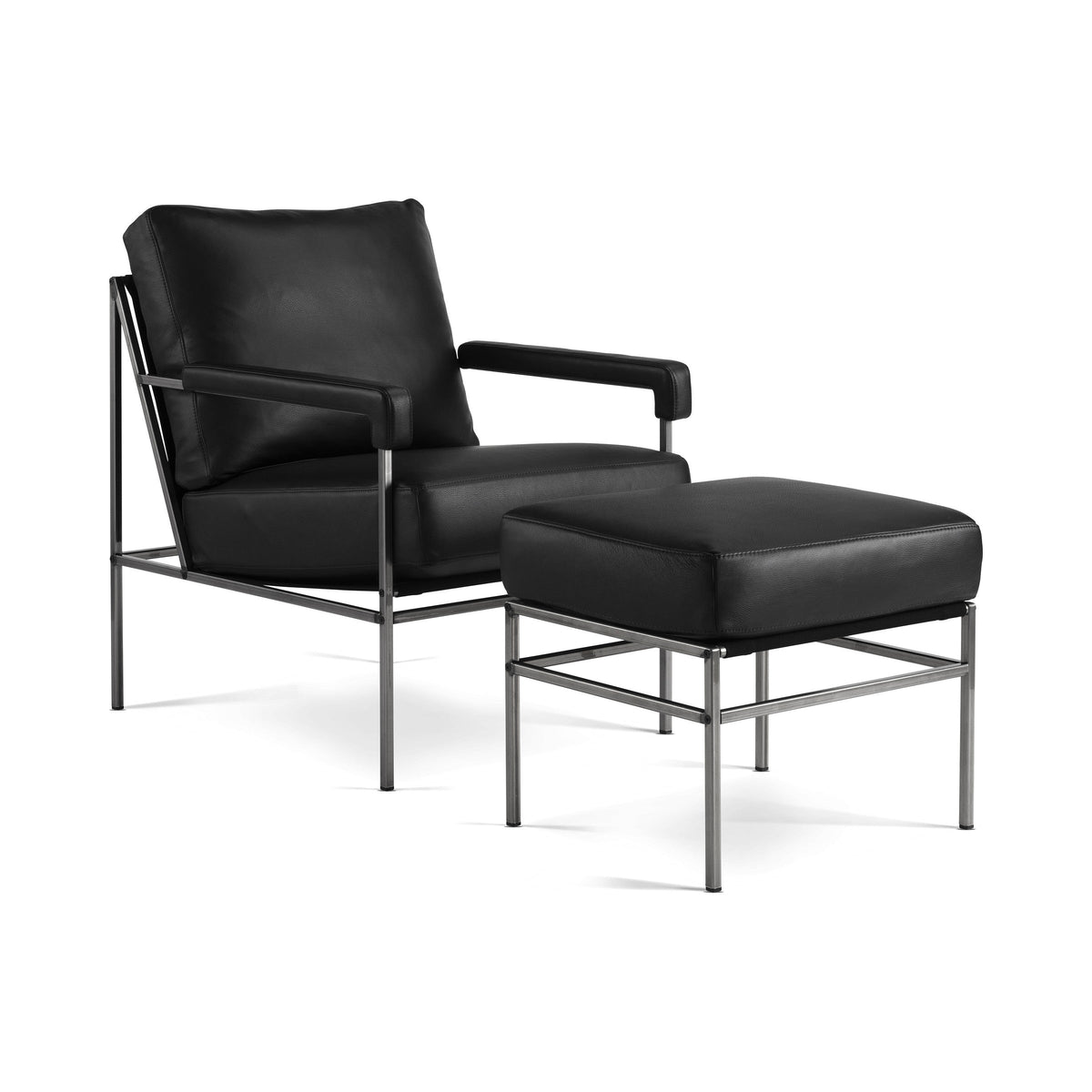Seventy Five Easy Chair and footstool in black