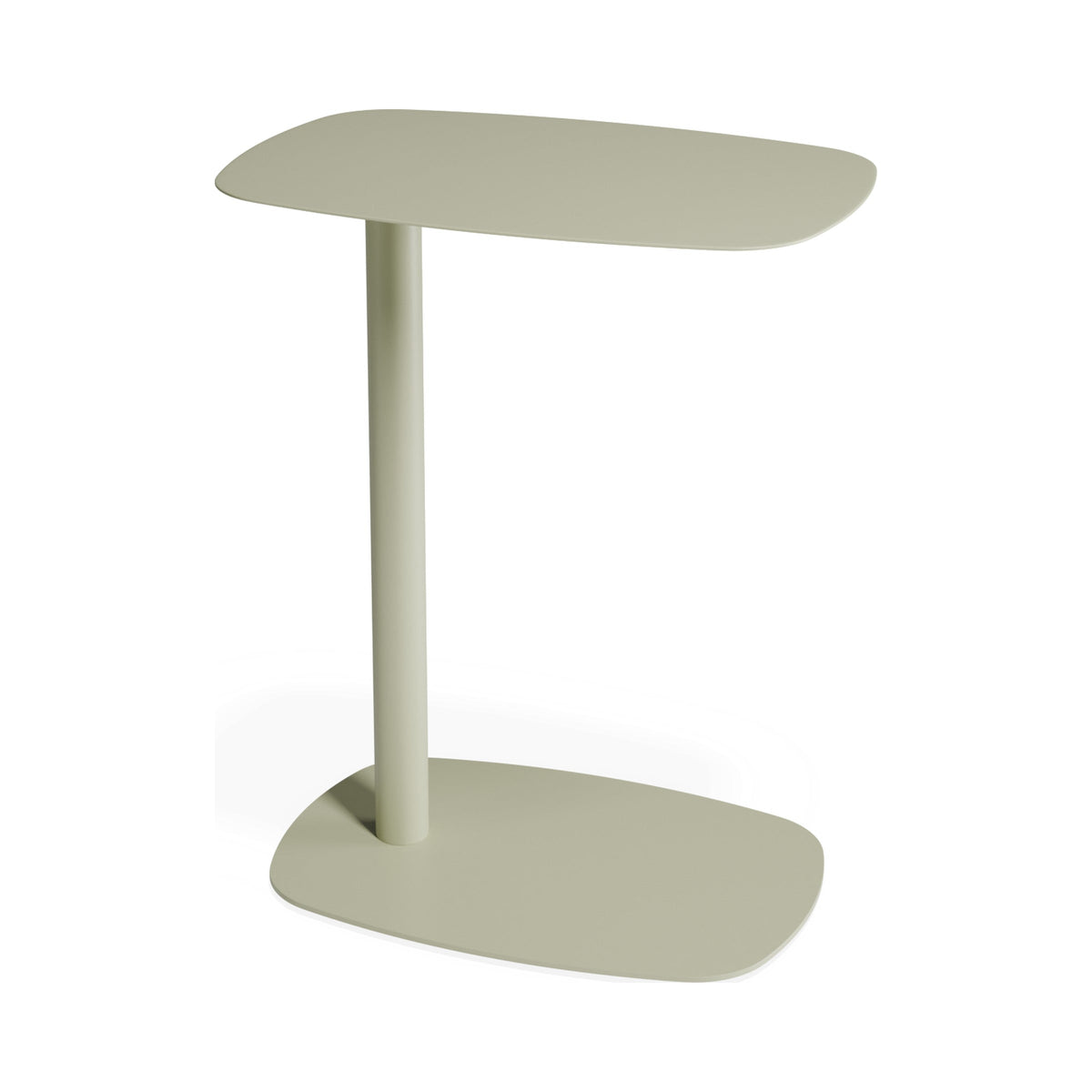 Spark side table in green, three-quarter view