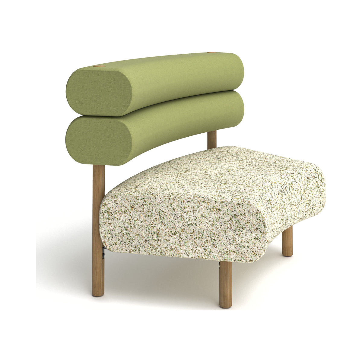 TEND lounge chair with green bolster