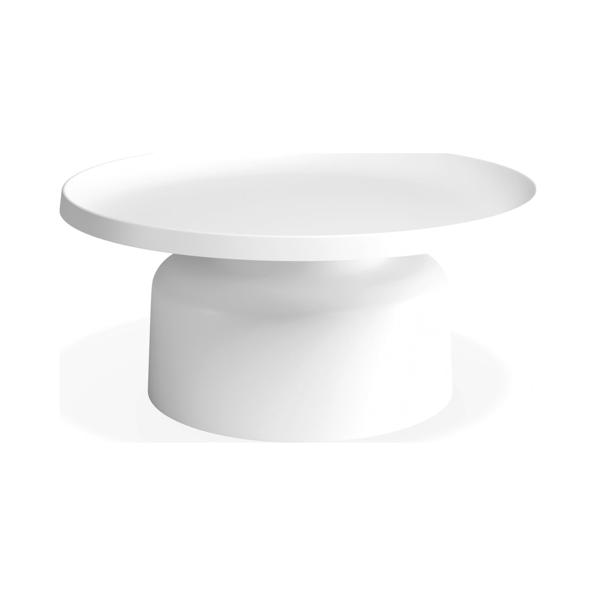 Tide coffee table in white, three-quarter view