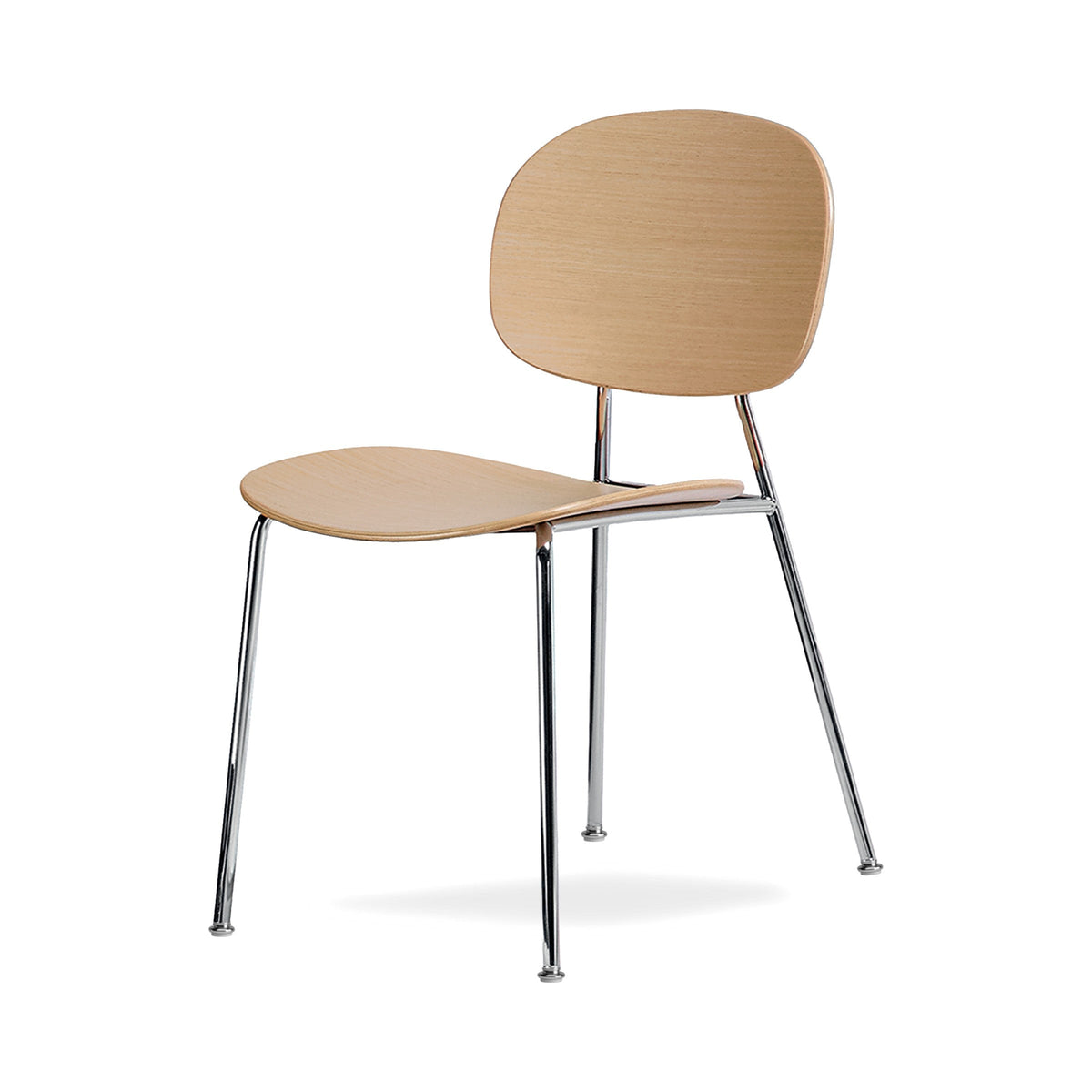 Tondina Chair in natural oak with a chrome frame