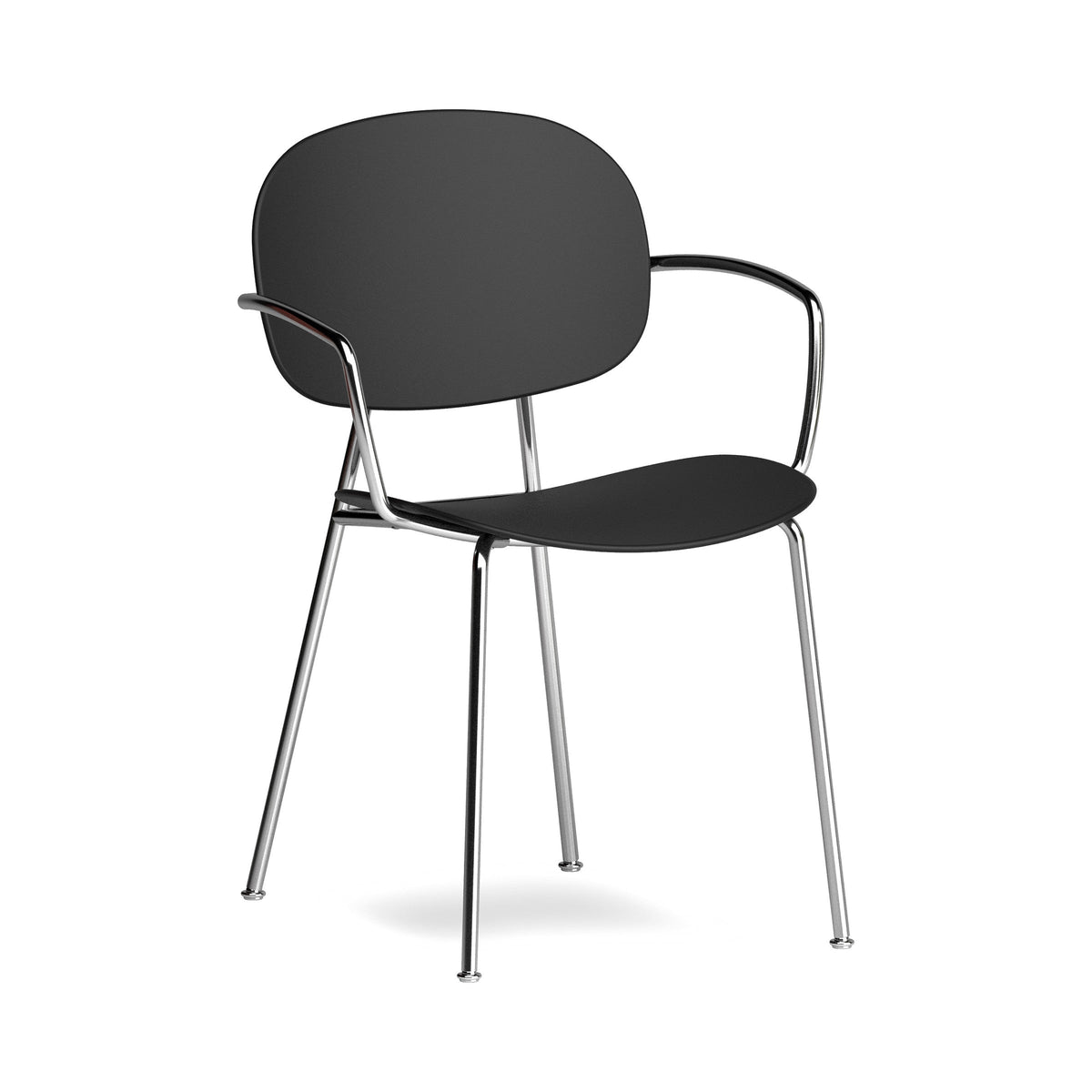 Tondina Pop Armchair in Coal black with a chrome frame