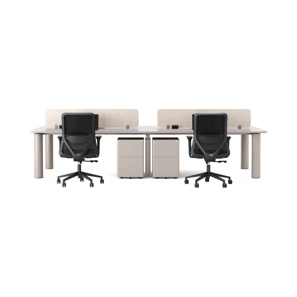 Totem two-way workstation with pedestals