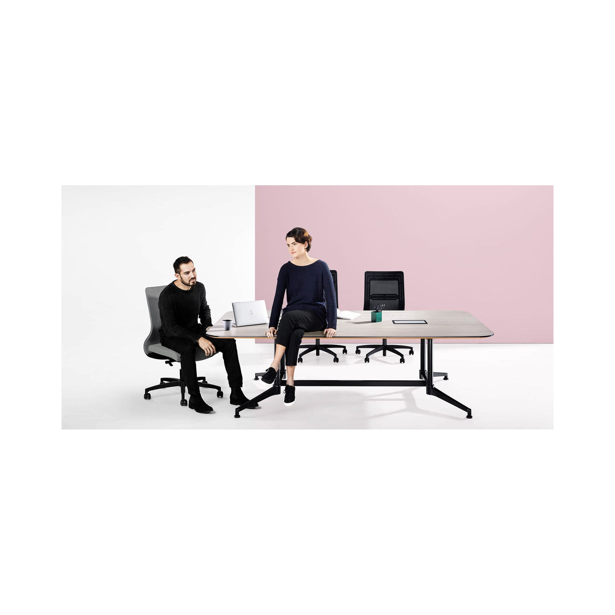 U.R tables with two people working