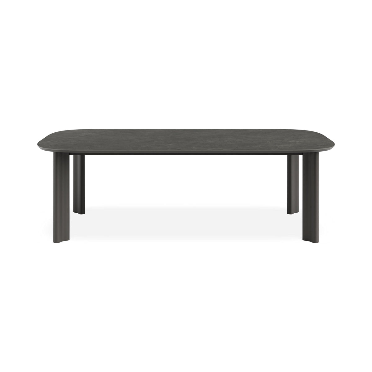 Vela dining table in charcoal, front view