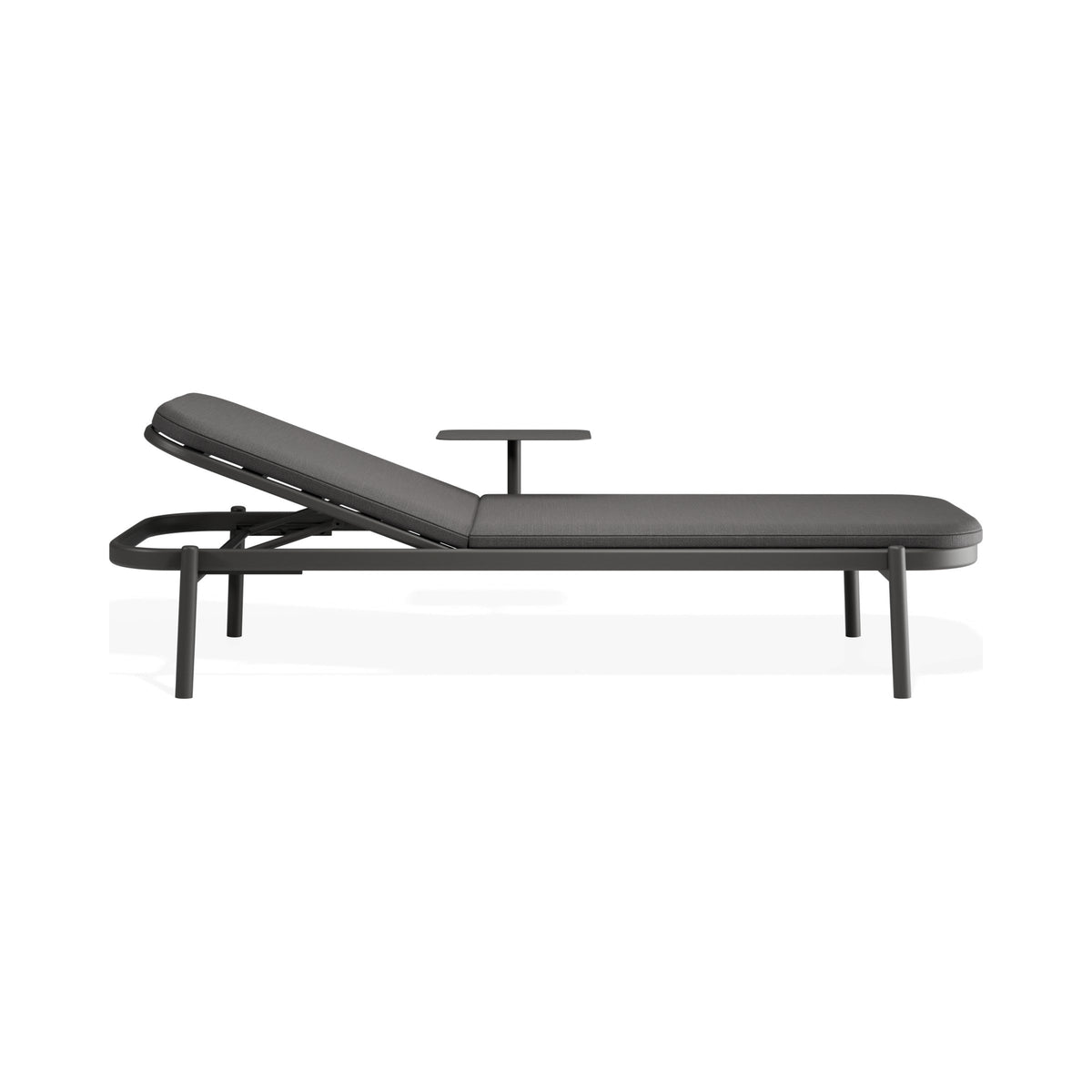 Verano sun lounge in charcoal with side table, side view