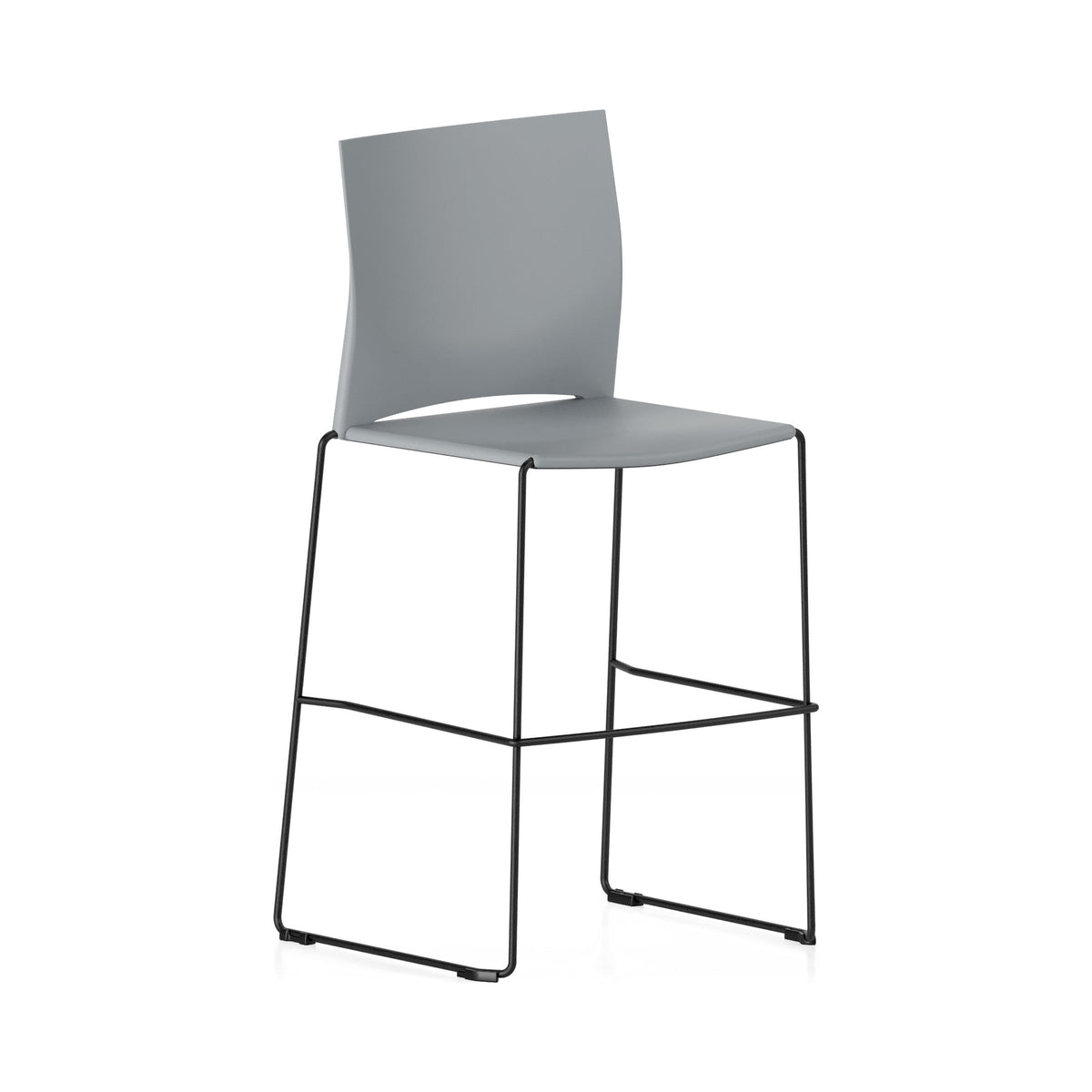 Web Stool in grey on a black sled