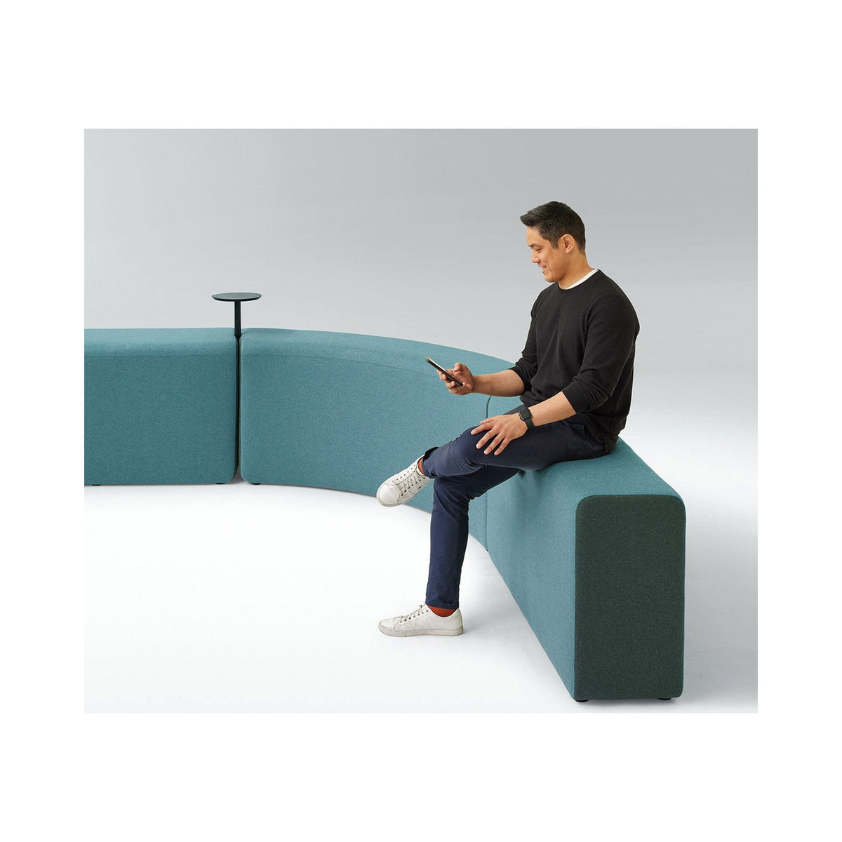 XOXO curved seating in blue